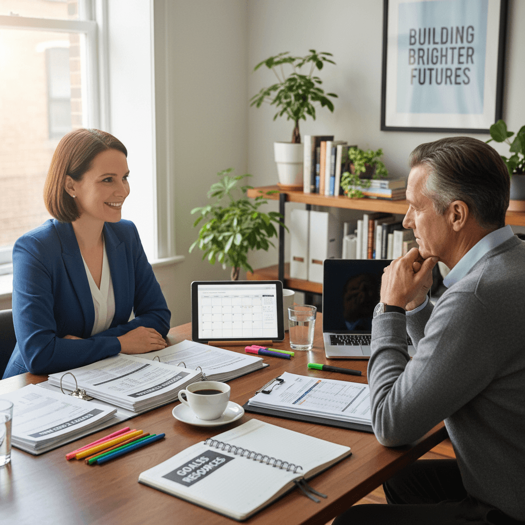 Support worker providing clear guidance to client